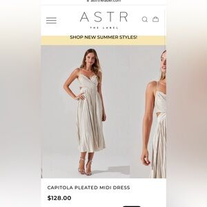 NWT ASTR the Label Capitola Pleated Midi Dress - M